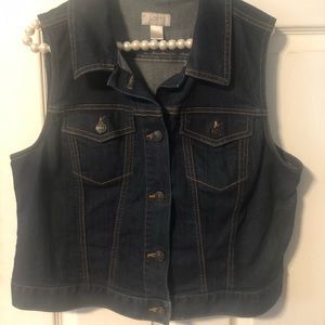 Dark wash jean vest